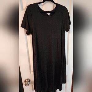 LuLaRoe Black And Gold Elegant Carly Dress with Pocket